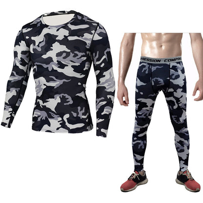 Conjunto deportivo de compresión camuflaje para hombre – ropa térmica de entrenamiento