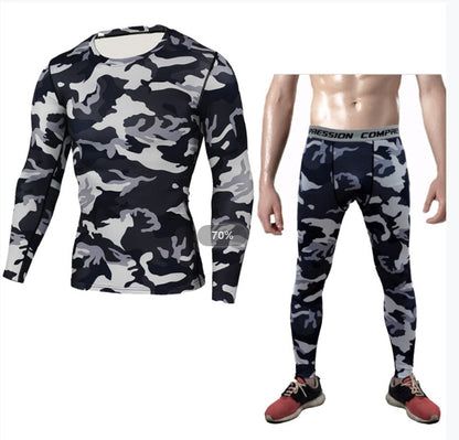 Conjunto deportivo de compresión camuflaje para hombre – ropa térmica de entrenamiento