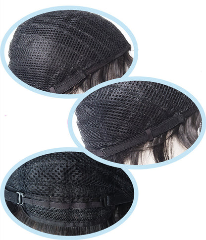 Peluca rubia con encaje frontal transparente y ondas suaves de fibra resistente al calor