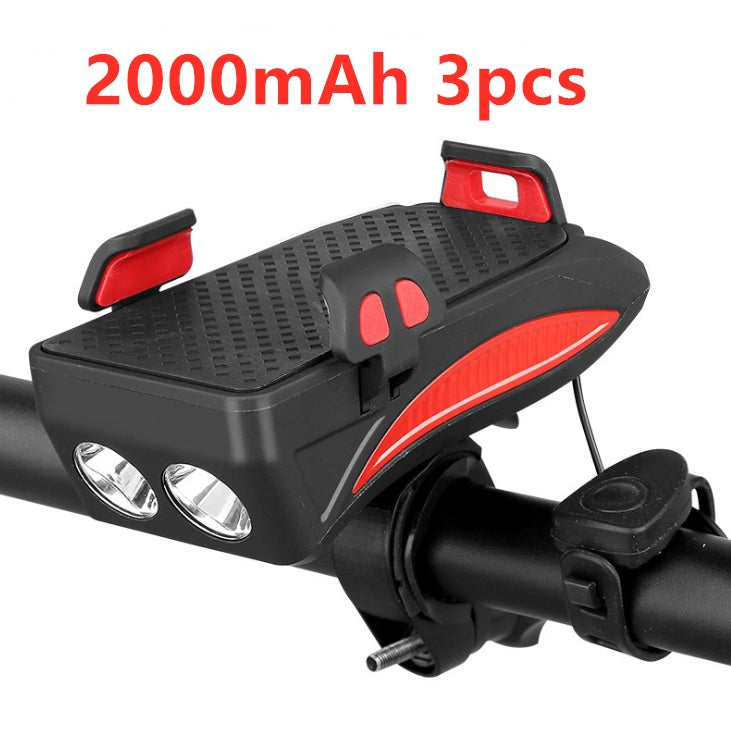 Soporte de teléfono para bicicleta con luz LED, timbre y cargador USB – Power Bank multifunción 2026