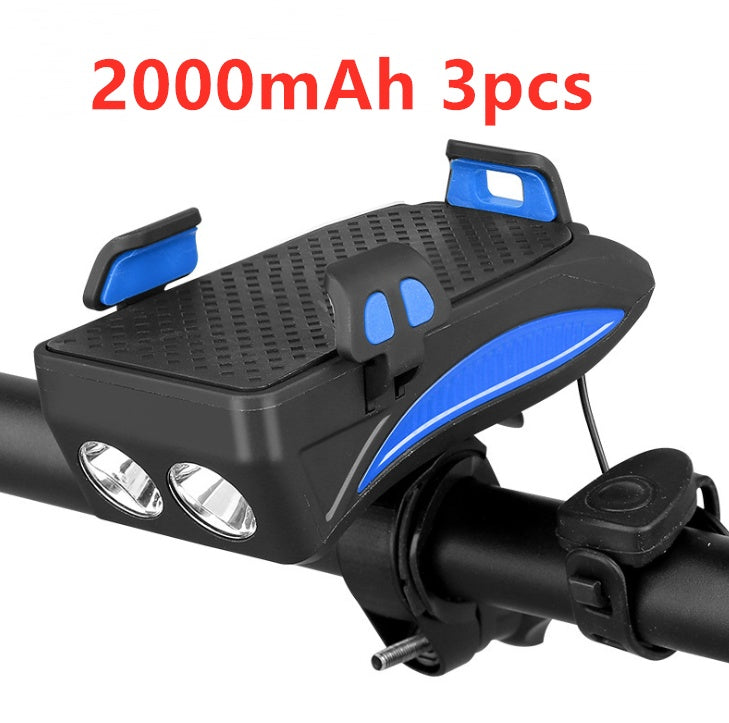 Soporte de teléfono para bicicleta con luz LED, timbre y cargador USB – Power Bank multifunción 2026