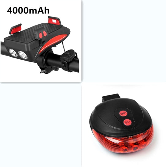 Soporte de teléfono para bicicleta con luz LED, timbre y cargador USB – Power Bank multifunción 2026