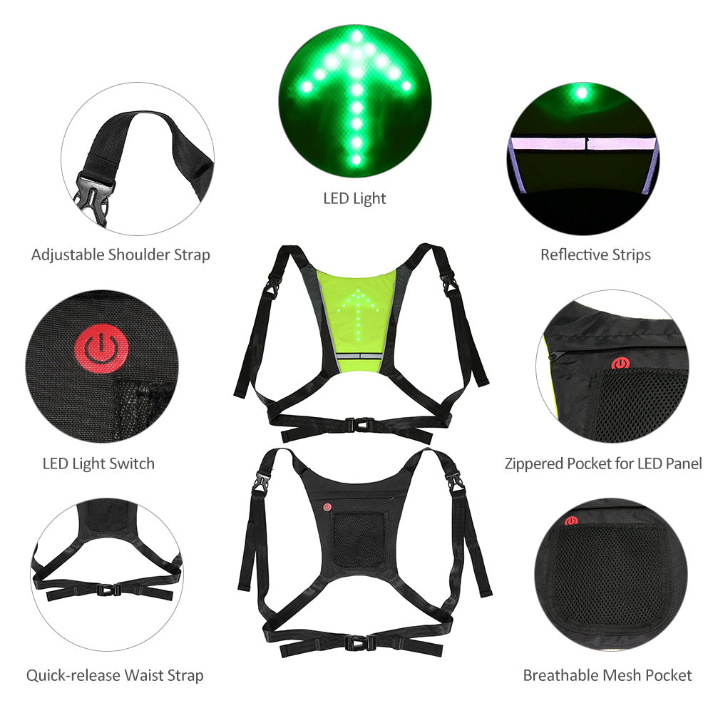 Chaleco reflectante LED recargable por USB – Seguridad y visibilidad para ciclismo nocturno