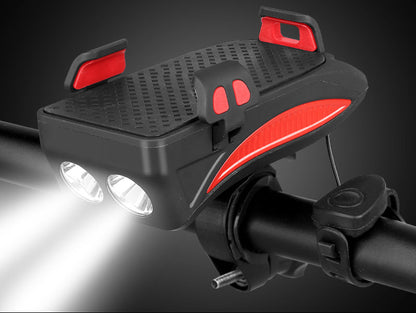 Soporte de teléfono para bicicleta con luz LED, timbre y cargador USB – Power Bank multifunción 2026
