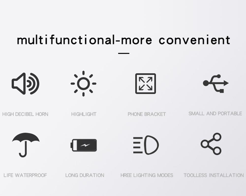 Soporte de teléfono para bicicleta con luz LED, timbre y cargador USB – Power Bank multifunción 2026