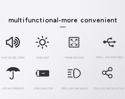 Soporte de teléfono para bicicleta con luz LED, timbre y cargador USB – Power Bank multifunción 2026