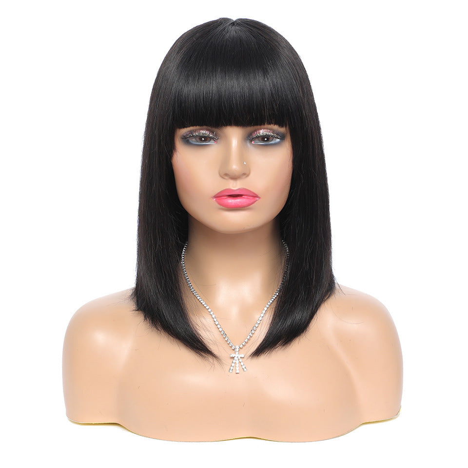 Peluca de cabello natural corte bob femenino