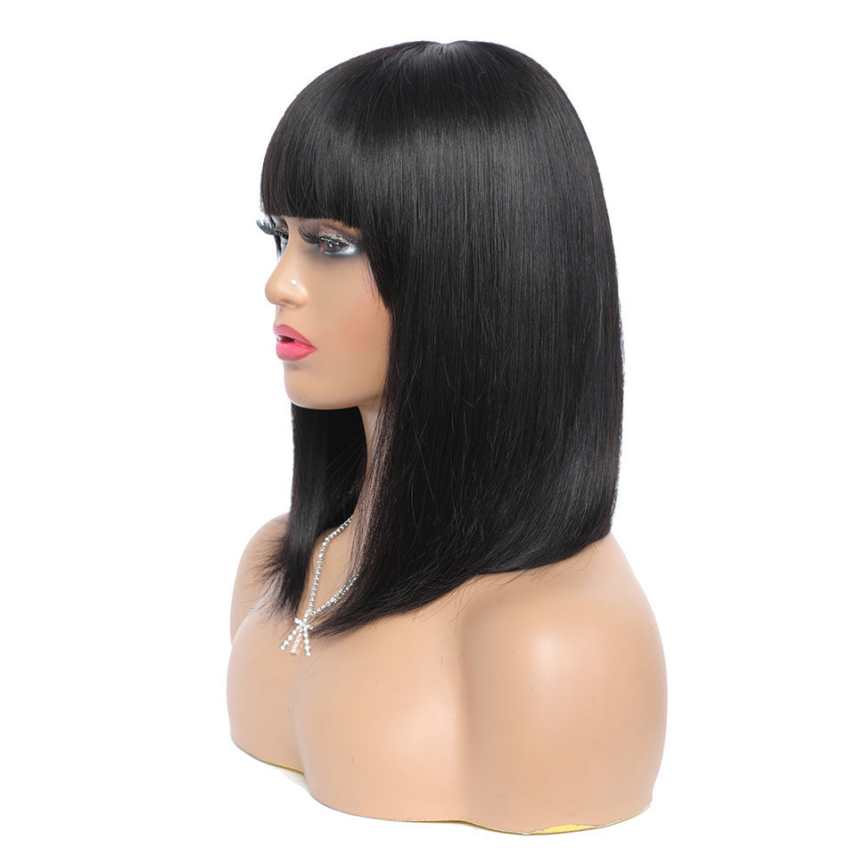 Peluca de cabello natural corte bob femenino