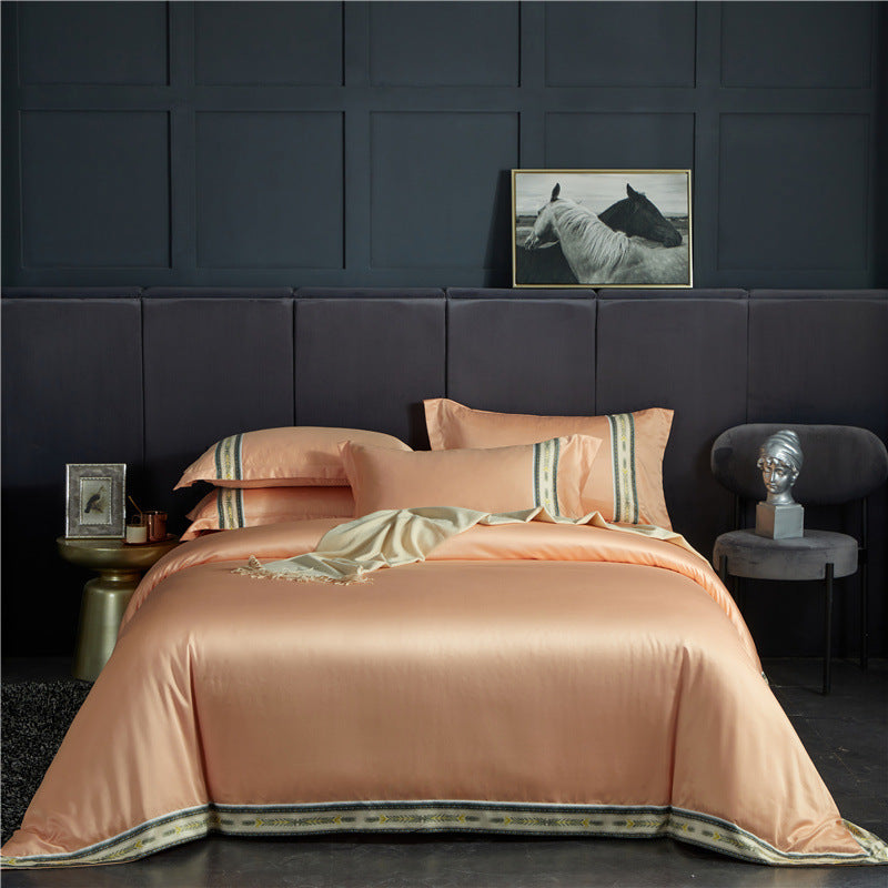 Juego de Cama de Seda Lavada Satinada – 4 Piezas Premium de Lujo Moderno