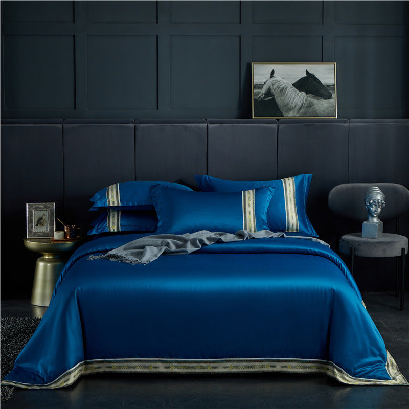 Juego de Cama de Seda Lavada Satinada – 4 Piezas Premium de Lujo Moderno