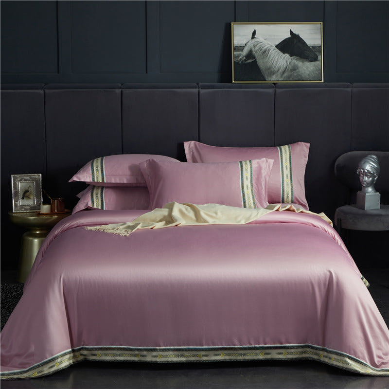 Juego de Cama de Seda Lavada Satinada – 4 Piezas Premium de Lujo Moderno