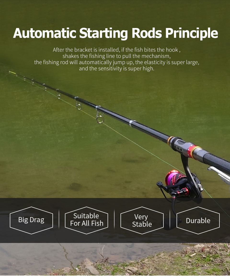 Soporte automático para caña de pescar de acero inoxidable – con resorte y sensibilidad ajustable