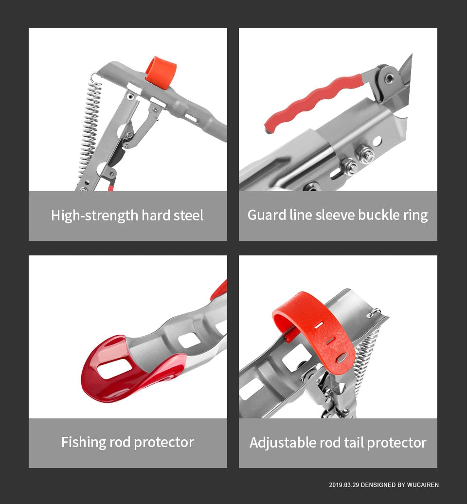 Soporte automático para caña de pescar de acero inoxidable – con resorte y sensibilidad ajustable