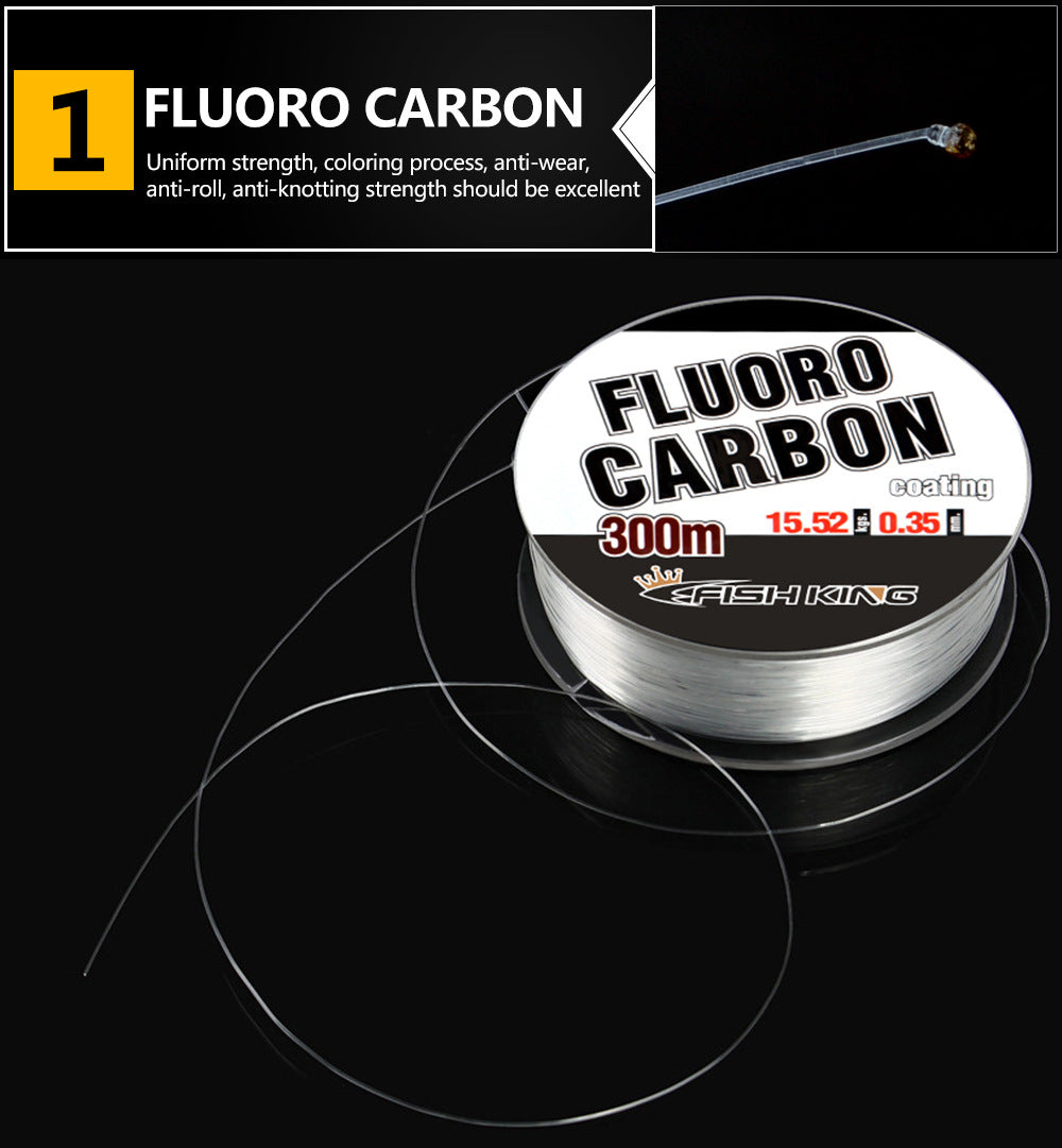 Línea de pesca de nailon con recubrimiento fluorocarbonado – alta resistencia 300 m