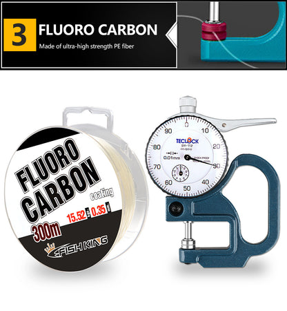 Línea de pesca de nailon con recubrimiento fluorocarbonado – alta resistencia 300 m