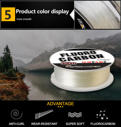 Línea de pesca de nailon con recubrimiento fluorocarbonado – alta resistencia 300 m