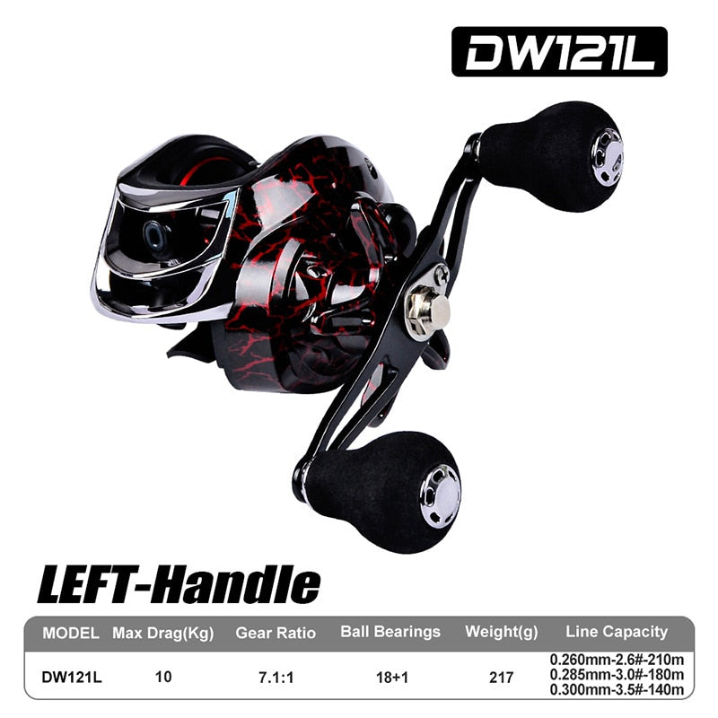 Carrete de pesca profesional 18+1BB con freno magnético y relación 7.1:1