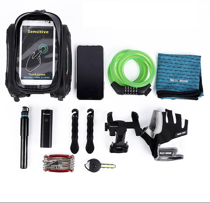 Bolsa impermeable para bicicleta WEST BIKING – Con pantalla táctil TPU y diseño rígido
