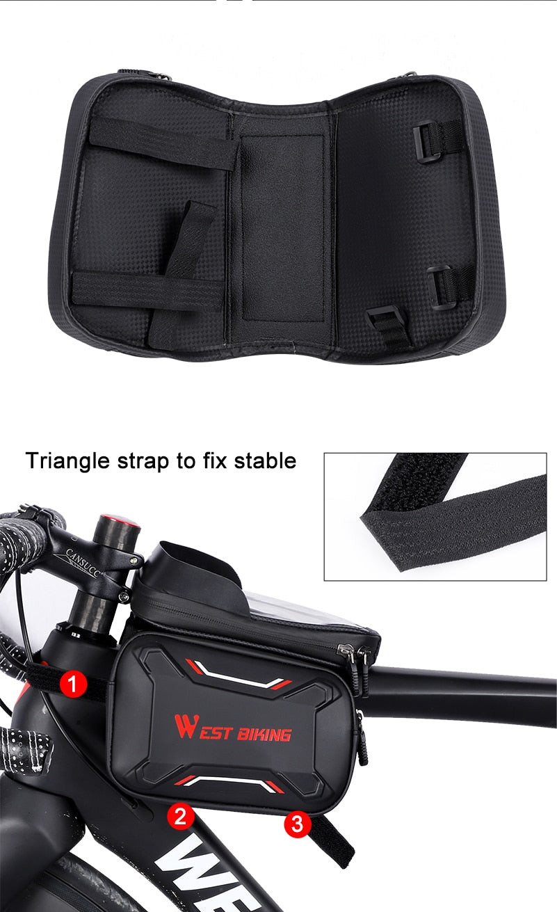 Bolsa impermeable para bicicleta WEST BIKING – Con pantalla táctil TPU y diseño rígido