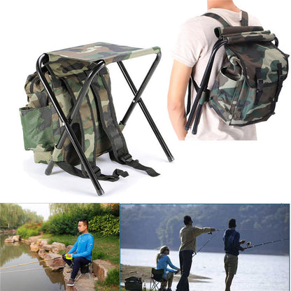 Silla mochila plegable de camuflaje – diseño portátil para camping y pesca