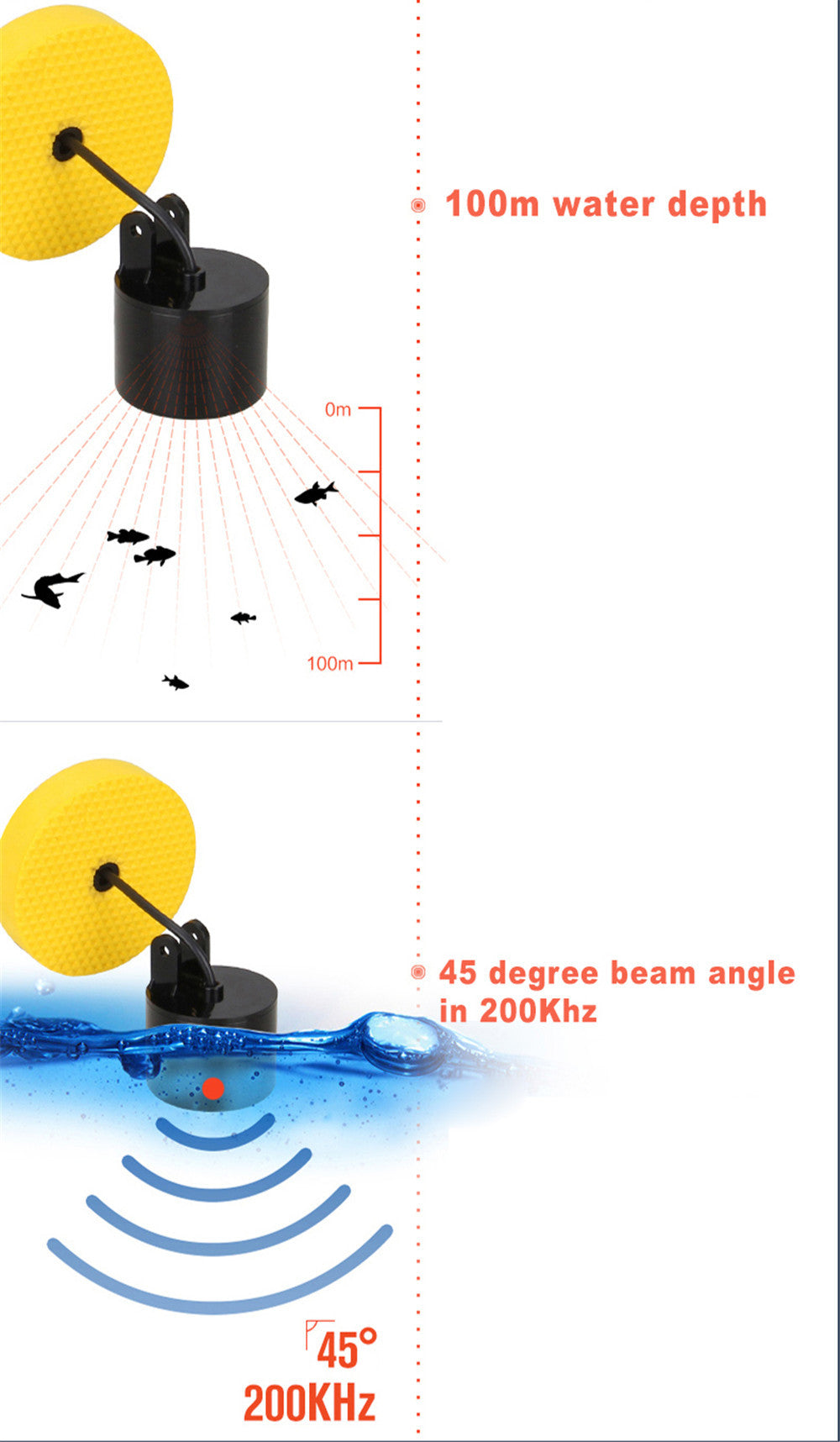 Detector de peces profesional Lucky FF1108-1 – sonar portátil con pantalla LED y alarma