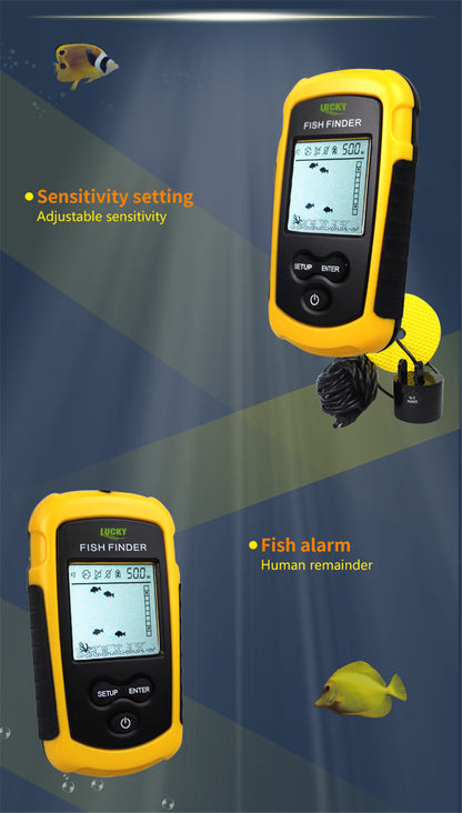 Detector de peces profesional Lucky FF1108-1 – sonar portátil con pantalla LED y alarma