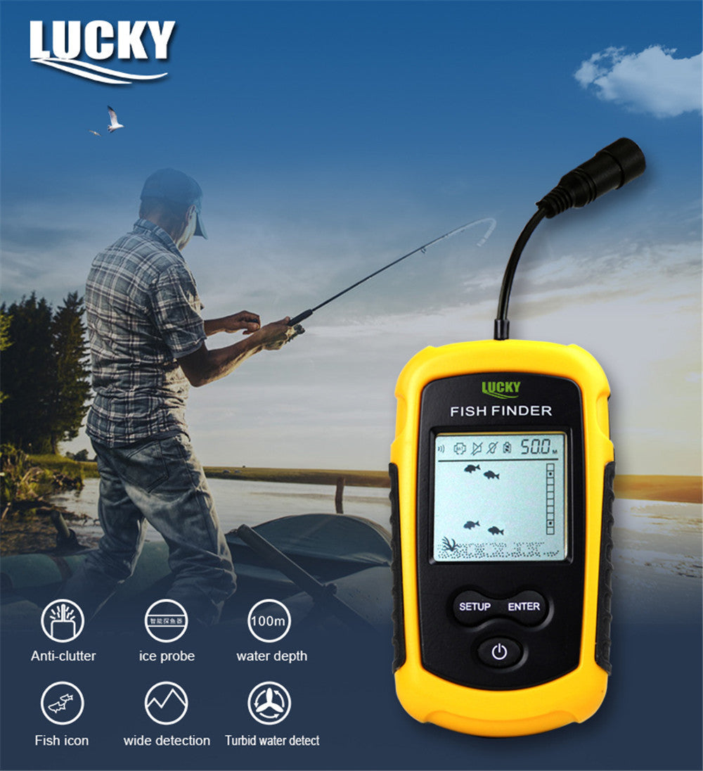 Detector de peces profesional Lucky FF1108-1 – sonar portátil con pantalla LED y alarma