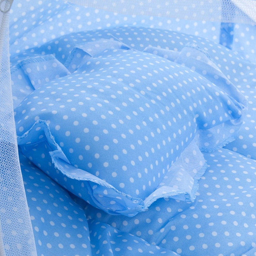 Cuna Plegable para Bebé con Mosquitera y Almohada – Set 2 Piezas