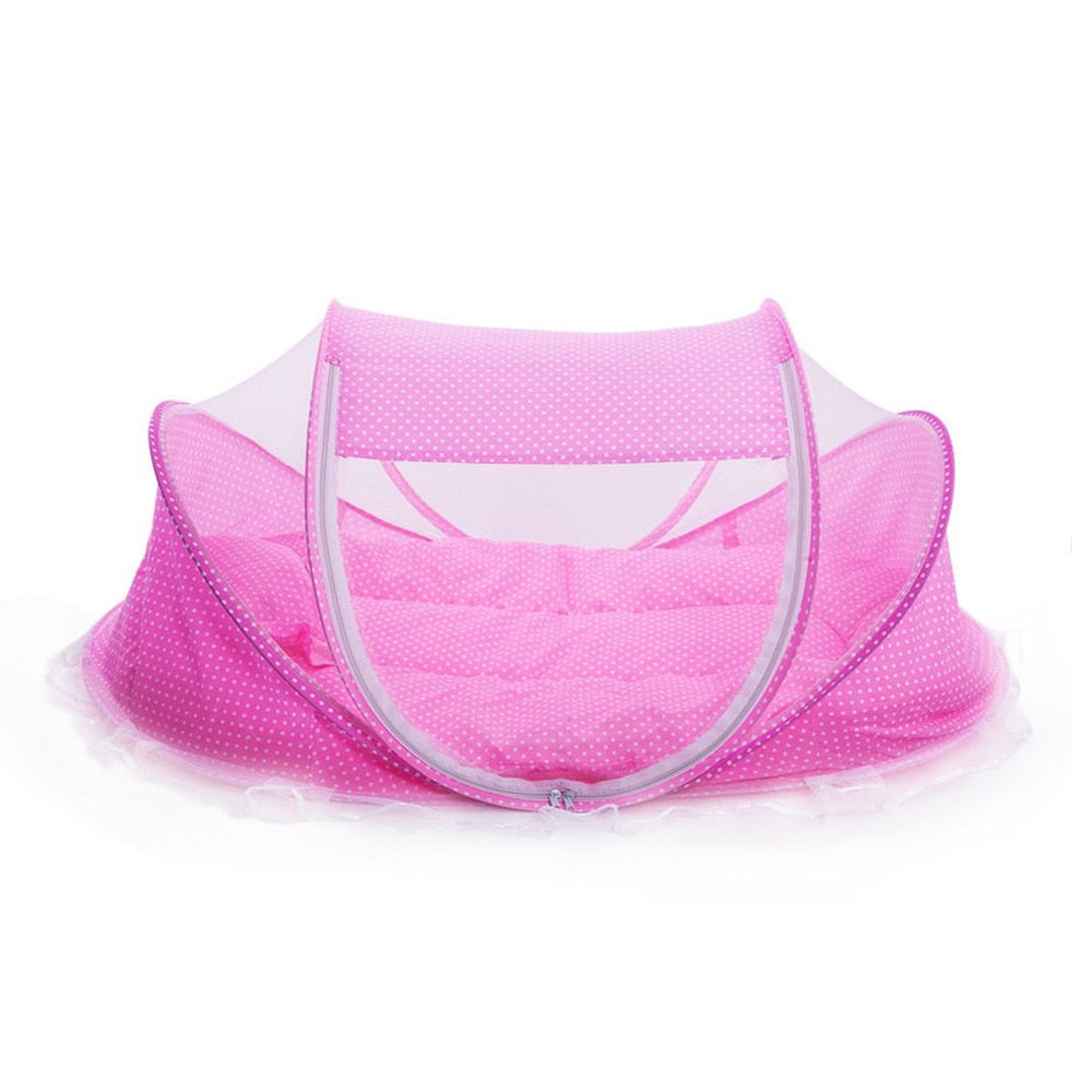 Cuna Plegable para Bebé con Mosquitera y Almohada – Set 2 Piezas