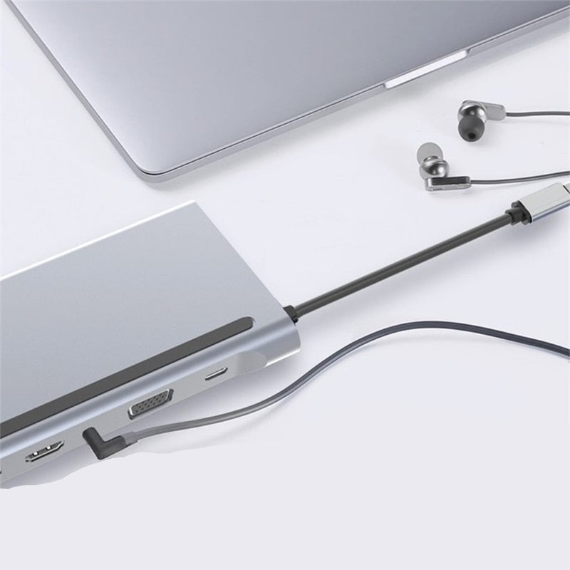 Hub Docking Station USB-C 11 en 1 – Expansión Multifuncional para Portátiles y MacBook