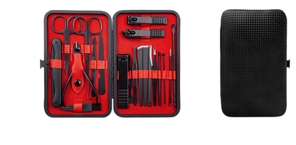 Set Profesional de Manicura y Pedicura en Acero Inoxidable con Estuche de Cuero