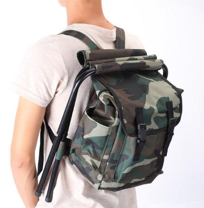 Silla mochila plegable de camuflaje – diseño portátil para camping y pesca