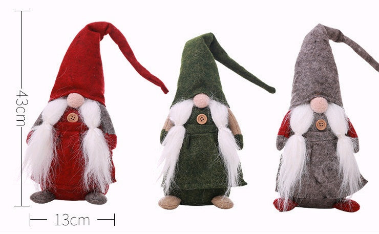 Muñeco decorativo navideño estilo nórdico de tela con base de gravedad y barba esponjosa para interiores