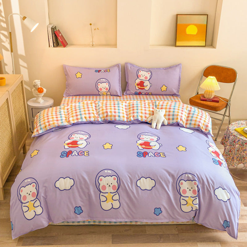 Juego de Cama de Algodón Aloe – Set 4 Piezas con Diseño Floral Moderno
