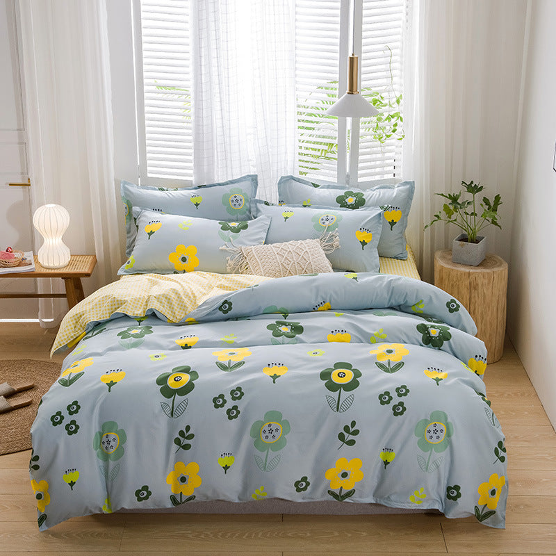 Juego de Cama de Algodón Aloe – Set 4 Piezas con Diseño Floral Moderno