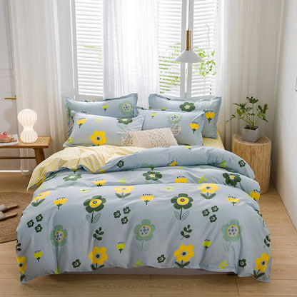 Juego de Cama de Algodón Aloe – Set 4 Piezas con Diseño Floral Moderno