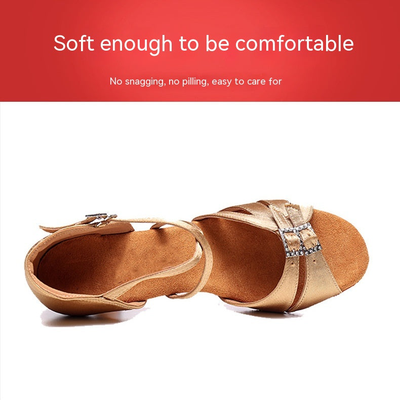 Zapatos de Baile Latino para Mujer con Tacón Alto y Suela de Cuero Suave