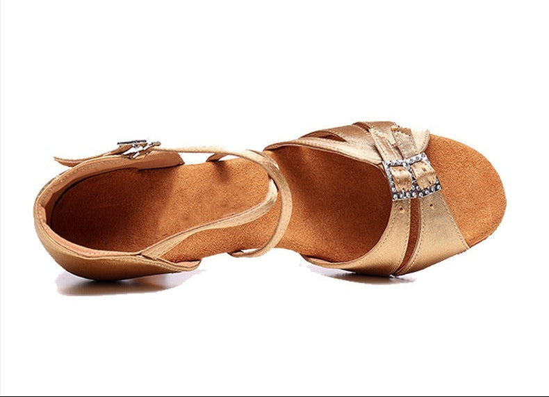 Zapatos de Baile Latino para Mujer con Tacón Alto y Suela de Cuero Suave