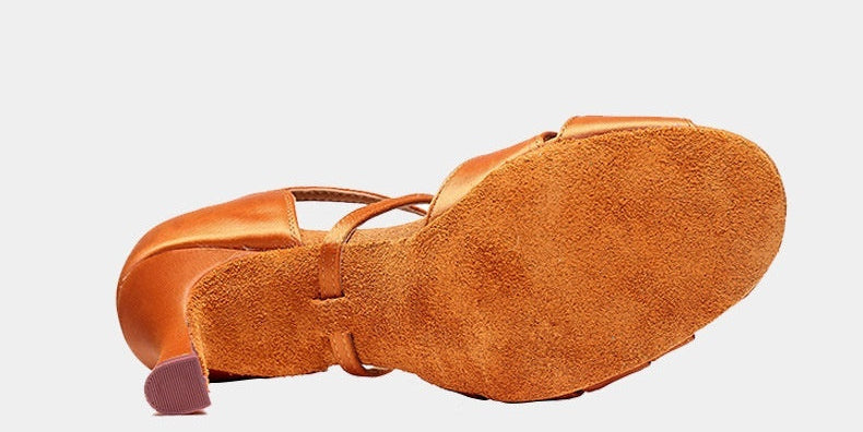 Zapatos de Baile Latino para Mujer con Tacón Alto y Suela de Cuero Suave