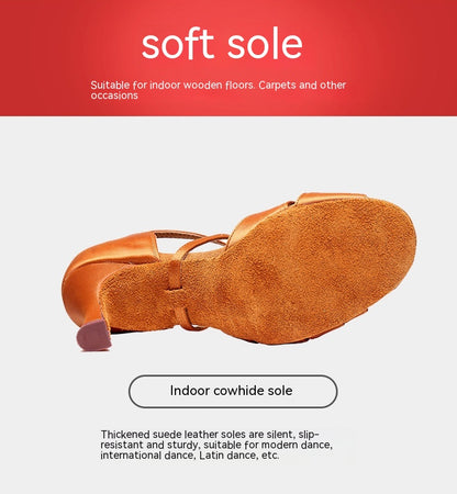 Zapatos de Baile Latino para Mujer con Tacón Alto y Suela de Cuero Suave