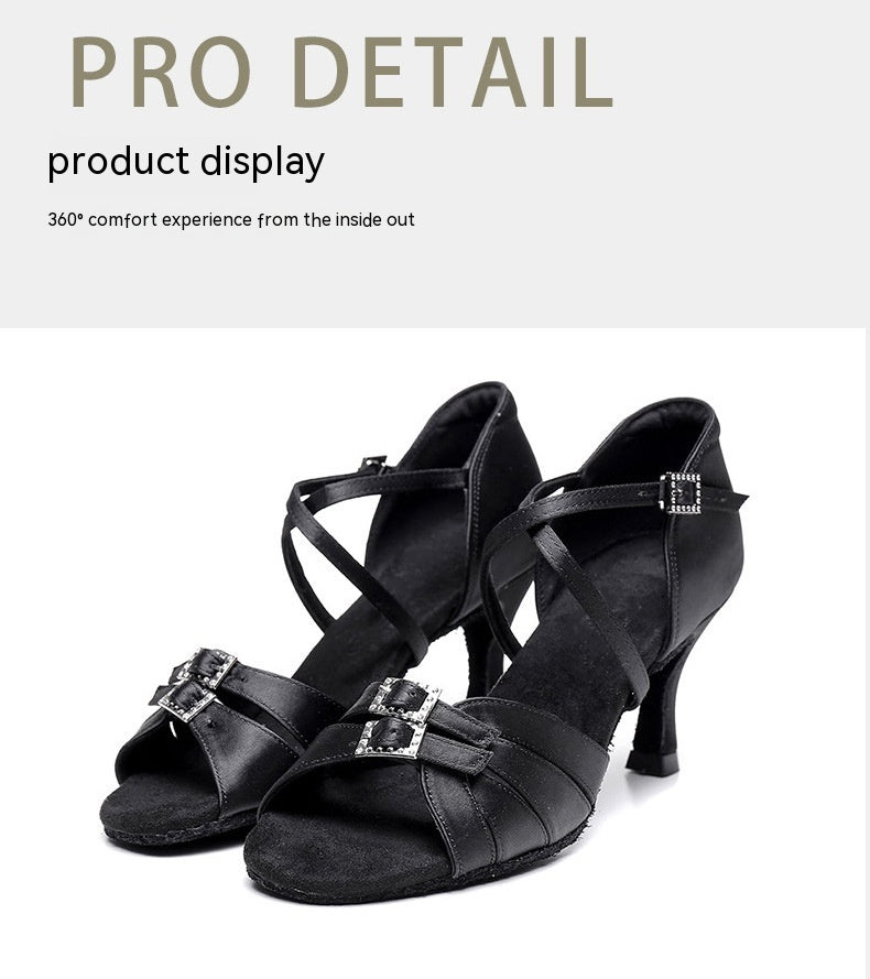 Zapatos de Baile Latino para Mujer con Tacón Alto y Suela de Cuero Suave