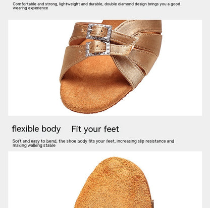 Zapatos de Baile Latino para Mujer con Tacón Alto y Suela de Cuero Suave