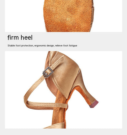 Zapatos de Baile Latino para Mujer con Tacón Alto y Suela de Cuero Suave