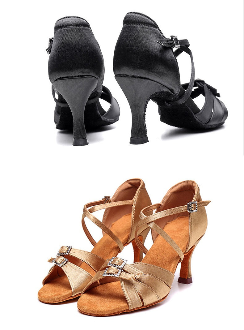 Zapatos de Baile Latino para Mujer con Tacón Alto y Suela de Cuero Suave
