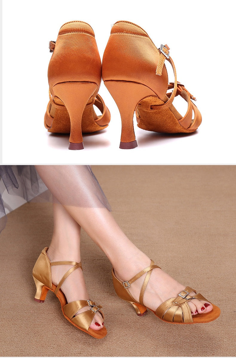 Zapatos de Baile Latino para Mujer con Tacón Alto y Suela de Cuero Suave