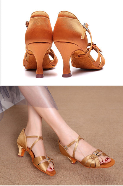 Zapatos de Baile Latino para Mujer con Tacón Alto y Suela de Cuero Suave