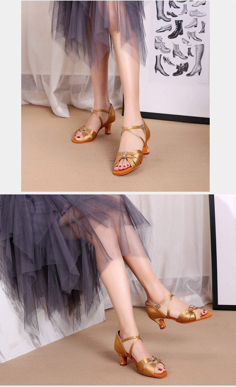 Zapatos de Baile Latino para Mujer con Tacón Alto y Suela de Cuero Suave