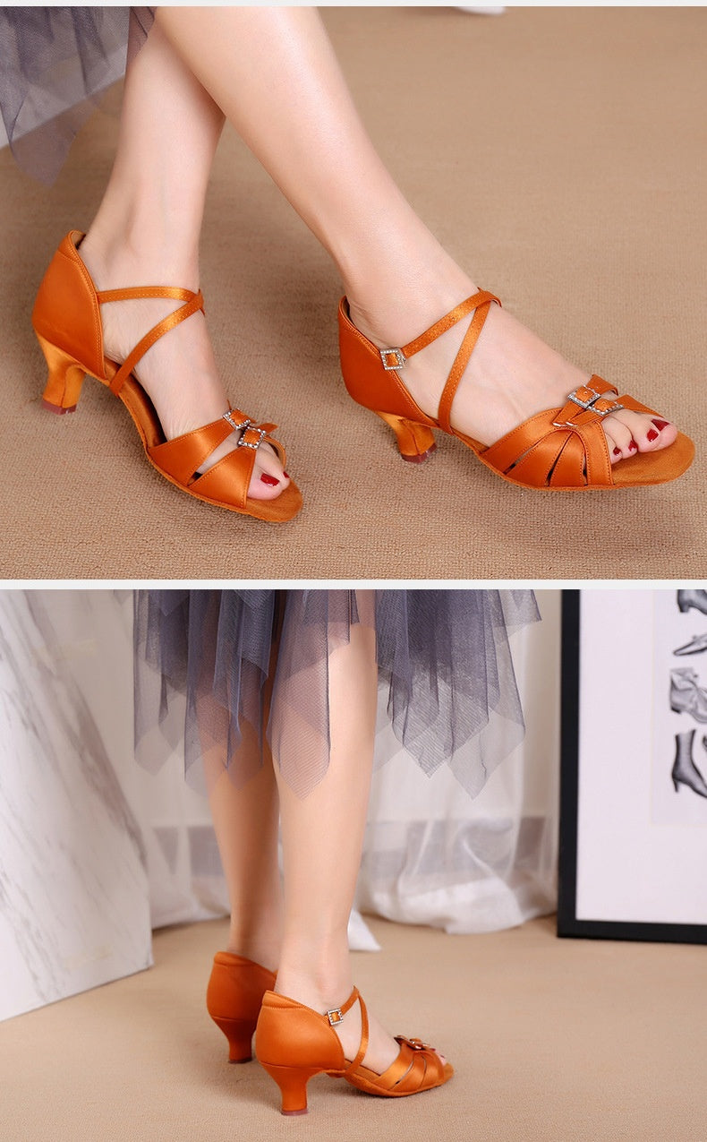 Zapatos de Baile Latino para Mujer con Tacón Alto y Suela de Cuero Suave