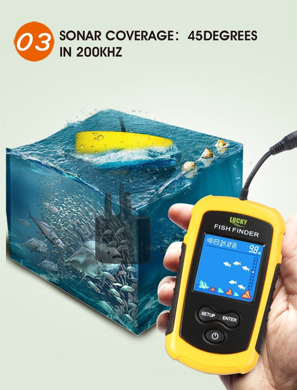 Detector de peces profesional Lucky FF1108-1 – sonar portátil con pantalla LED y alarma