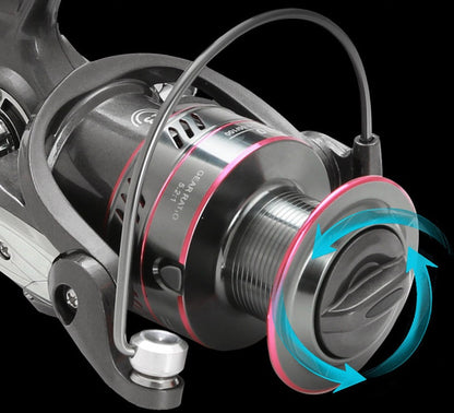 Carrete de pesca metálico tipo spinning – modelos 1000 a 7000 con cuerpo completo de aleación